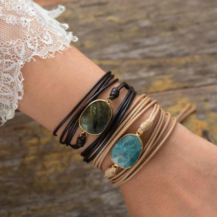Amazonite Leather Wrap Bracelet-Your Soul Place