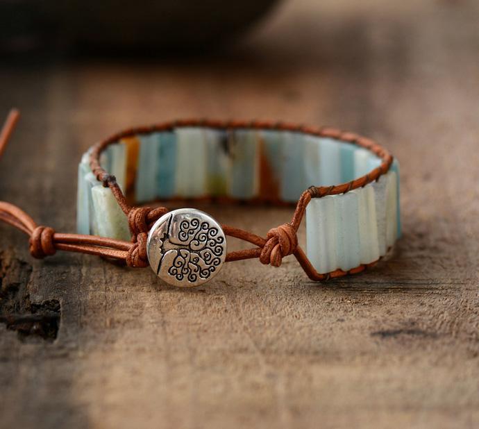 Amazonite Tranquility Leather Bracelet-Your Soul Place