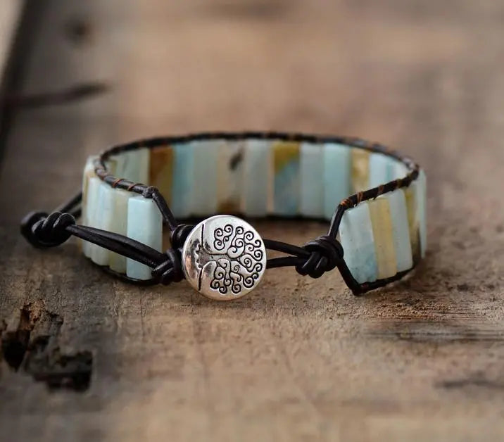 Amazonite Tranquility Leather Bracelet-Your Soul Place