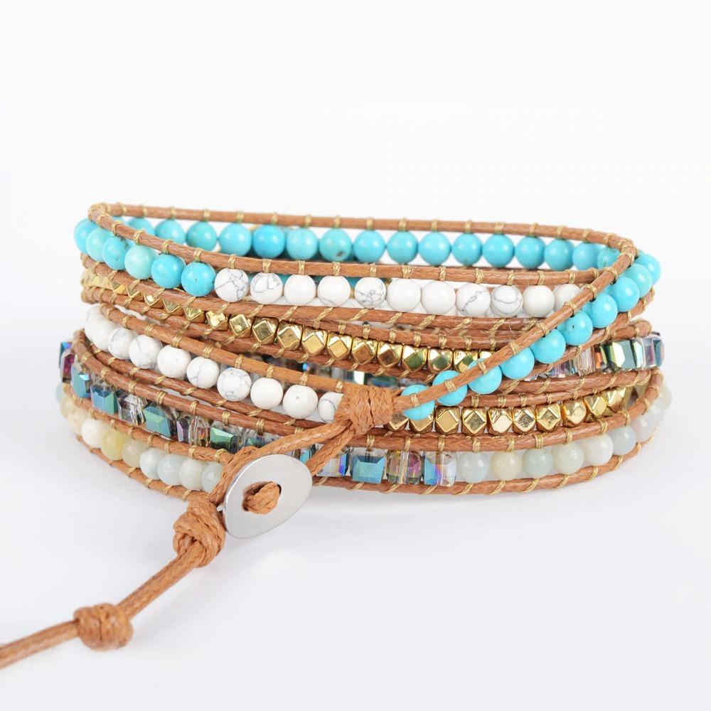 The Positivity Turquoise And Howlite Wrap Bracelet-Your Soul Place