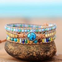 Thumbnail for Natural Ocean Eye Turquoise Handmade Wrap Bracelet-Your Soul Place