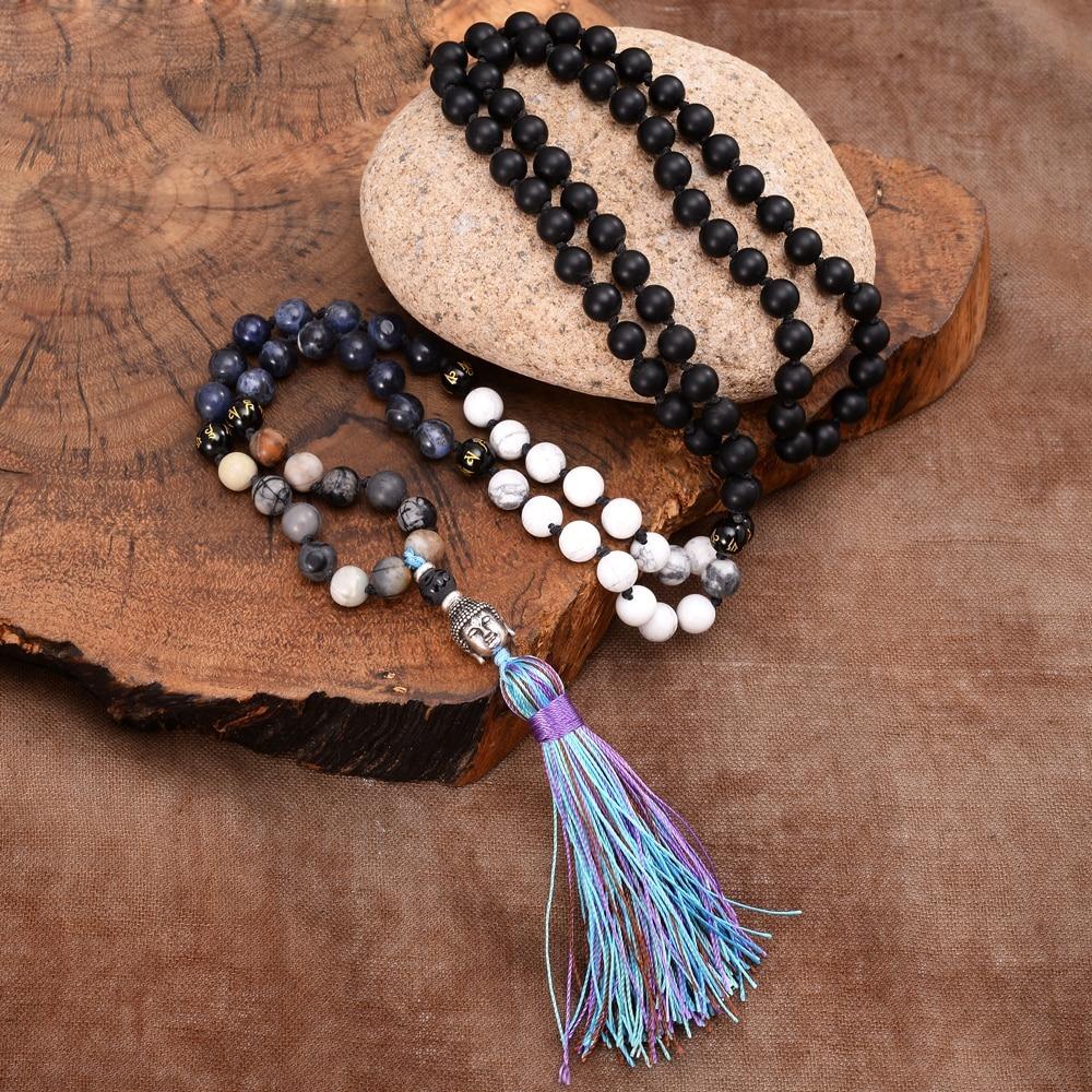 Buddha 108 Praying Words Beads Tassels Mala Necklace-Your Soul Place