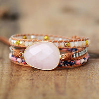 Thumbnail for Lucky Heart Pink Quartz Wrap Bracelet-Your Soul Place