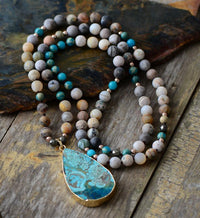 Thumbnail for Calming Ocean Stone Necklace-Your Soul Place