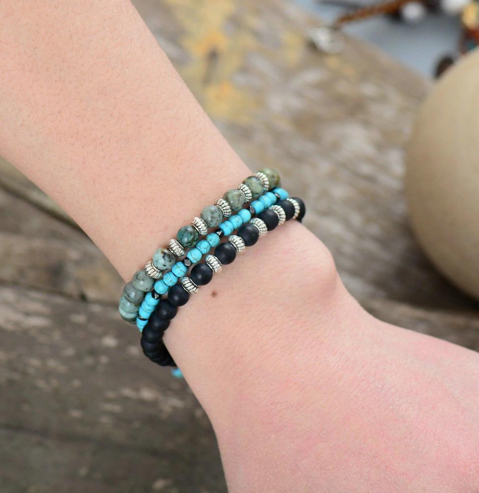 Mental Force of Black Agate and Turquoise Bracelet-Your Soul Place