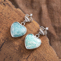 Thumbnail for Diamond Crown Amazonite Heart Earrings-Your Soul Place
