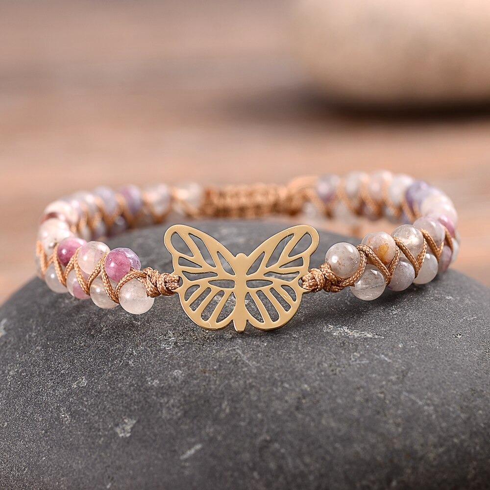 Wishes And Hope Butterfly Rose Quartz Bracelet-Your Soul Place