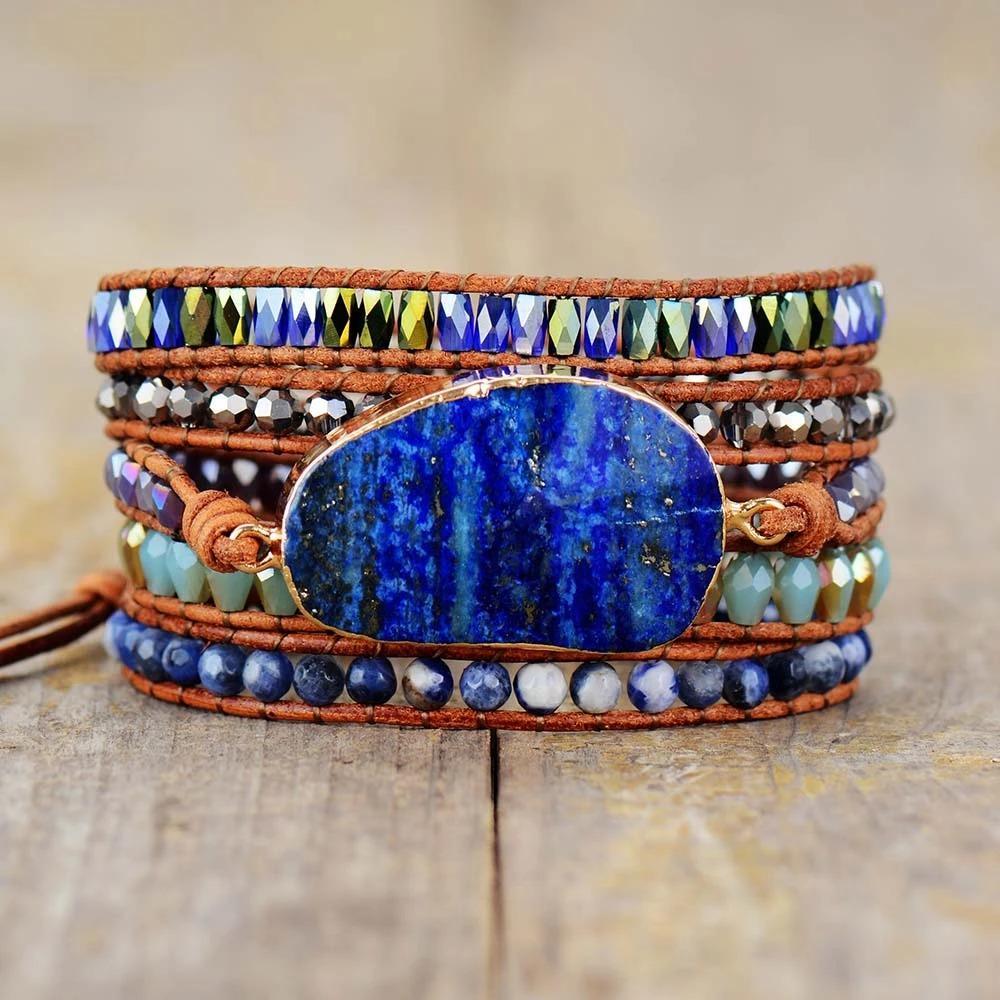 Blue Galaxy Lapis Lazuli Wrap Bracelet-Your Soul Place