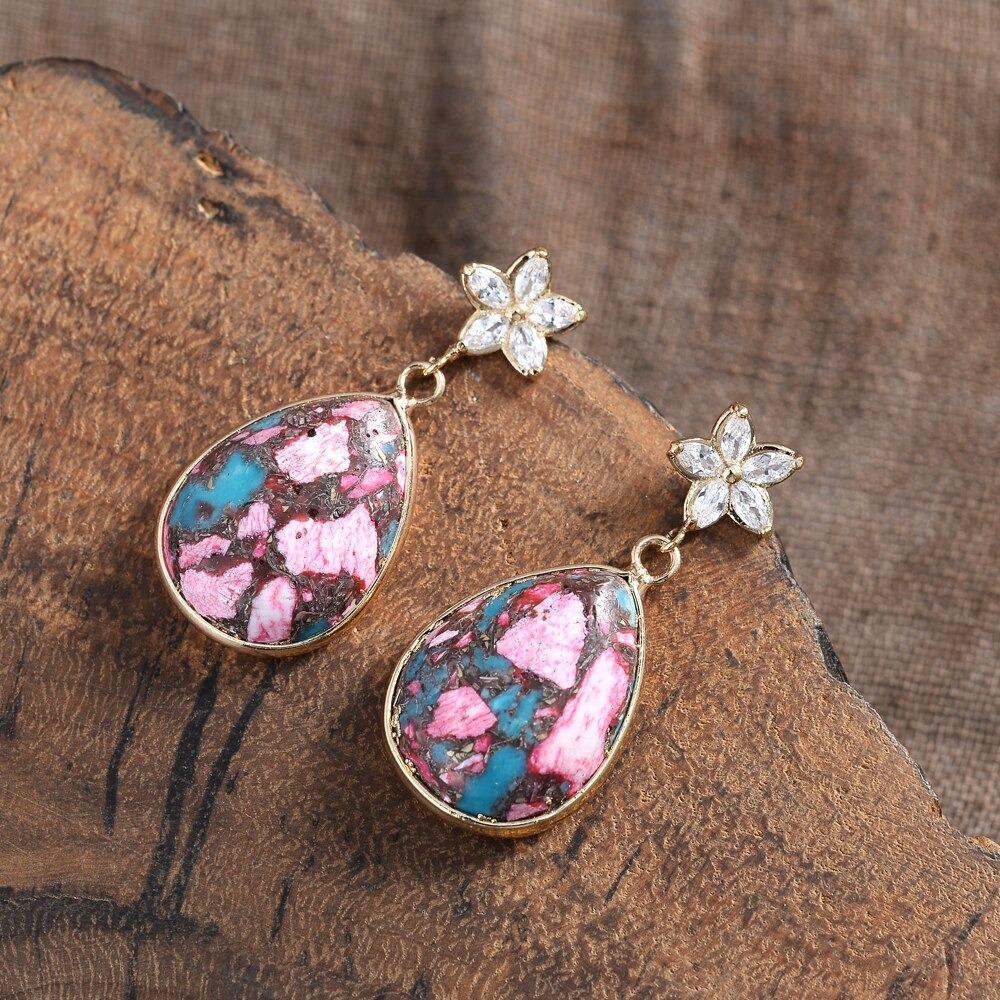 Pink Floral Jasper Earrings-Your Soul Place