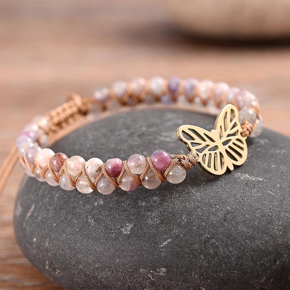 Wishes And Hope Butterfly Rose Quartz Bracelet-Your Soul Place
