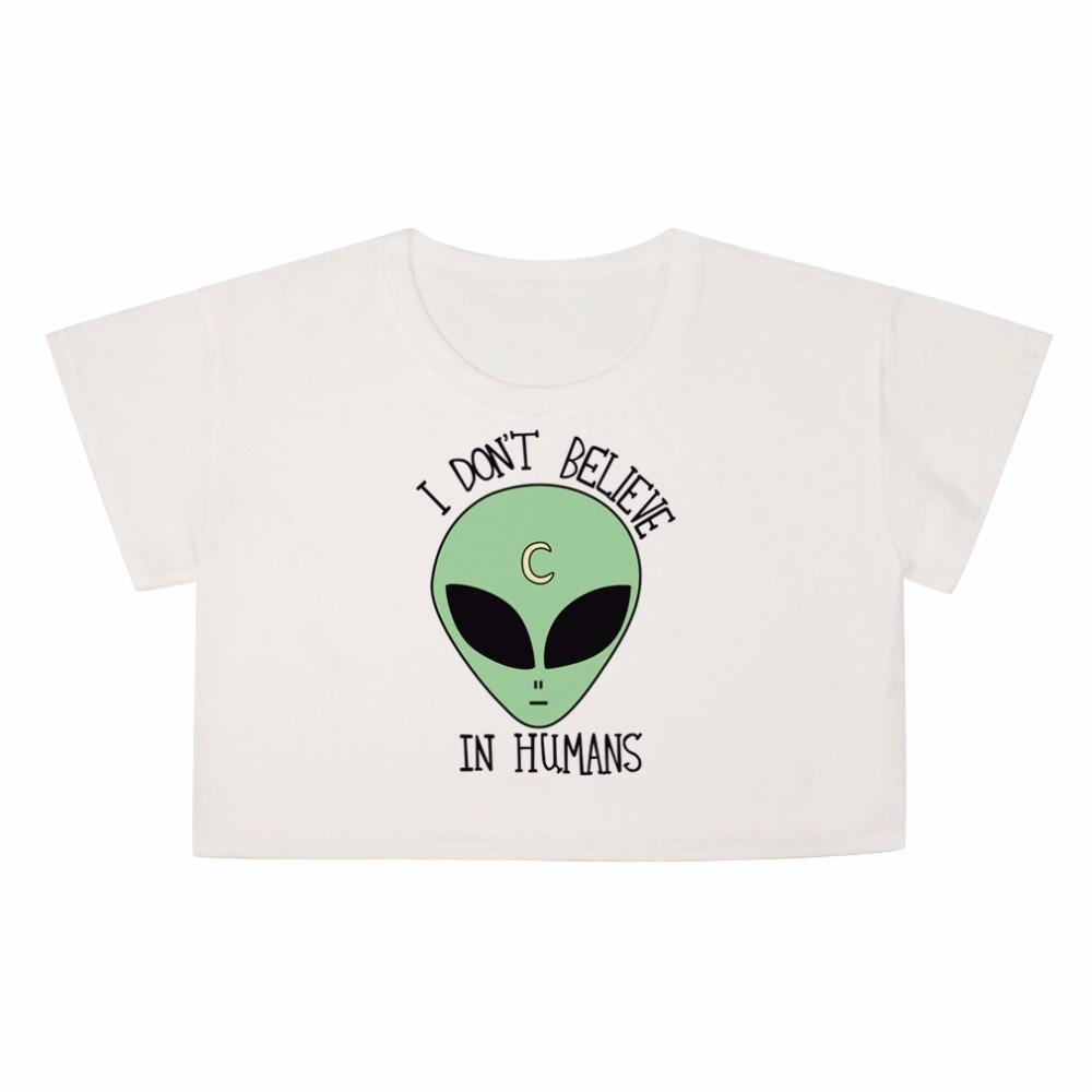 Don’t Believe In Humans Cropped Shirt-Your Soul Place