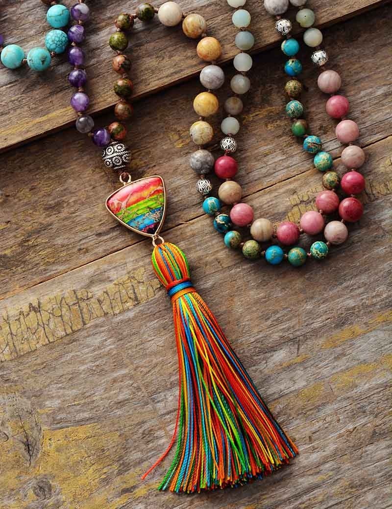 Chakra Hopes Triangle Pendant Tassel Necklace-Your Soul Place