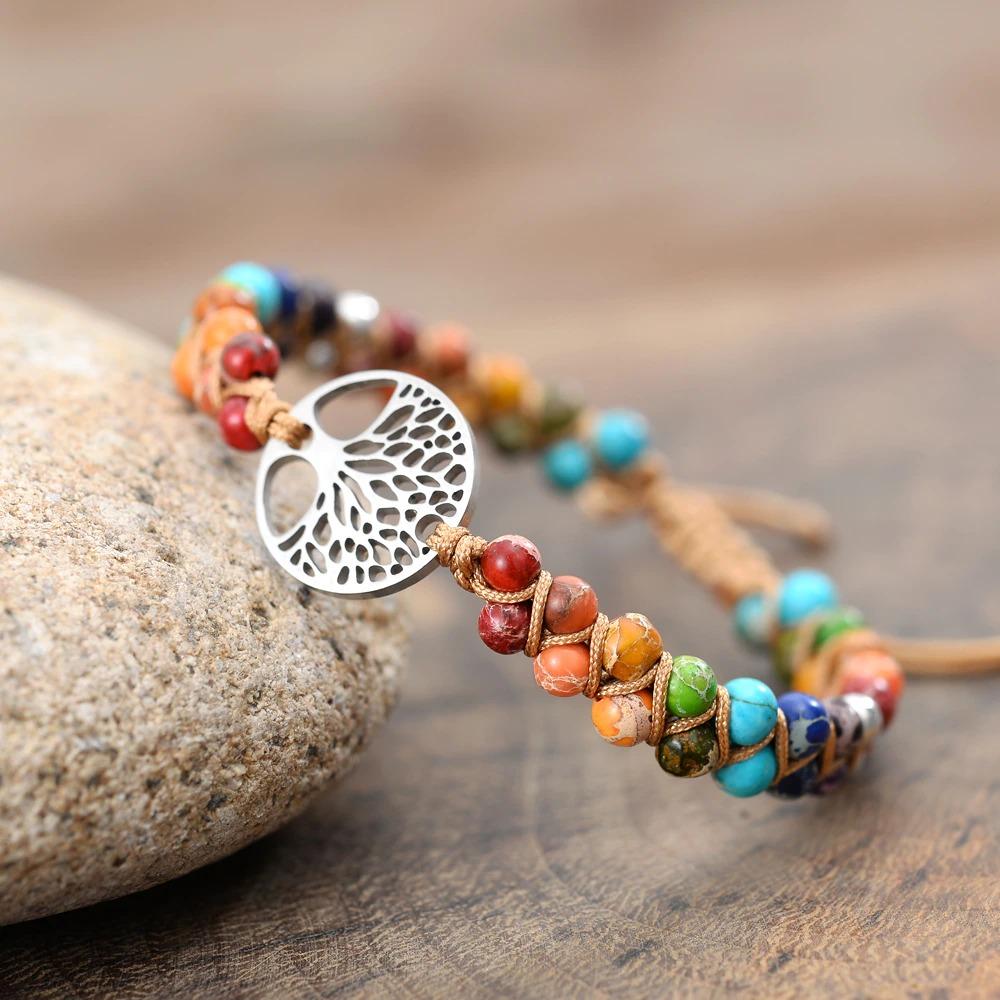 The Chakra Tree of Life Jasper Braided Bracelet-Your Soul Place