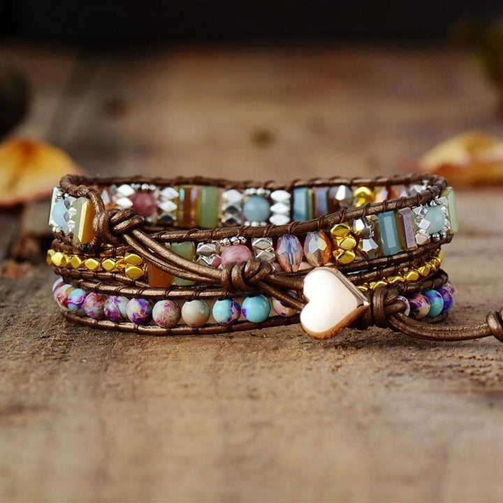 Chakra Handmade Leather Wrap Bracelet Imperial Jasper Wrap