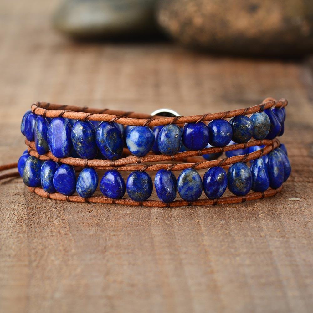 Deep Blue Lapis Stone Wrap Bracelet-Your Soul Place
