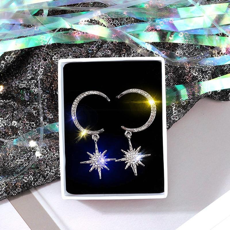Sassy Moon & Star Stud Earrings-Your Soul Place