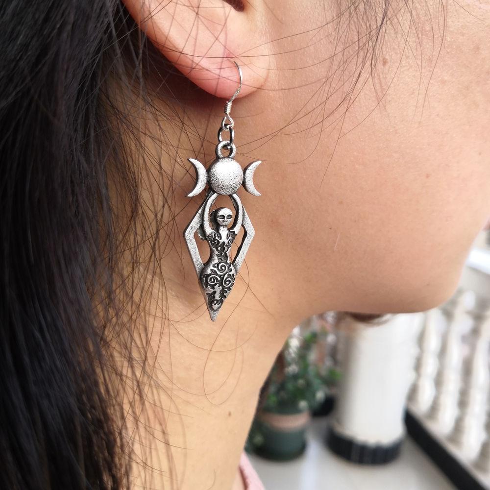 Triple Moon Goddess Earrings-Your Soul Place