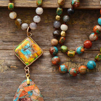 Thumbnail for Antique Glamour Geometrci Agate Pendant Necklace-Your Soul Place