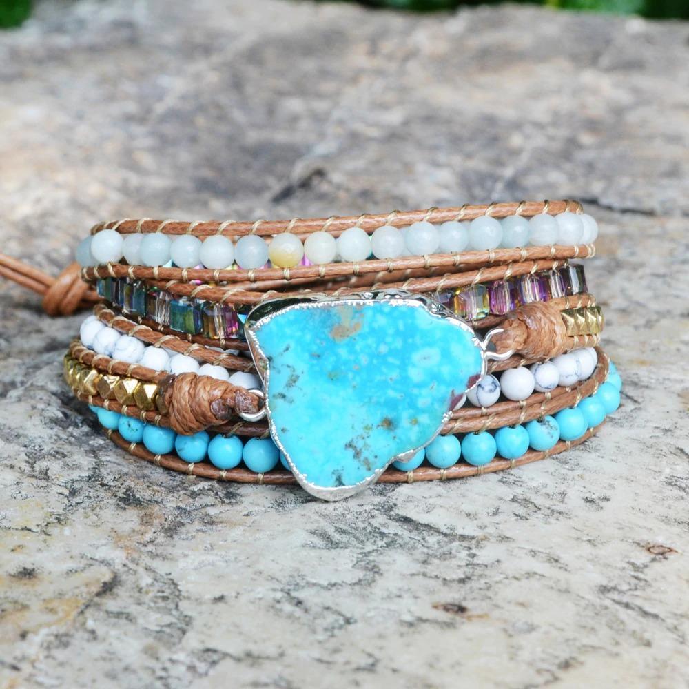 The Positivity Turquoise And Howlite Wrap Bracelet-Your Soul Place