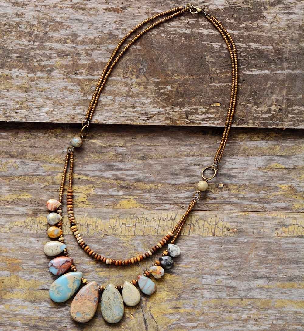 Native Teardrop Agate And Jasper Necklace-Your Soul Place
