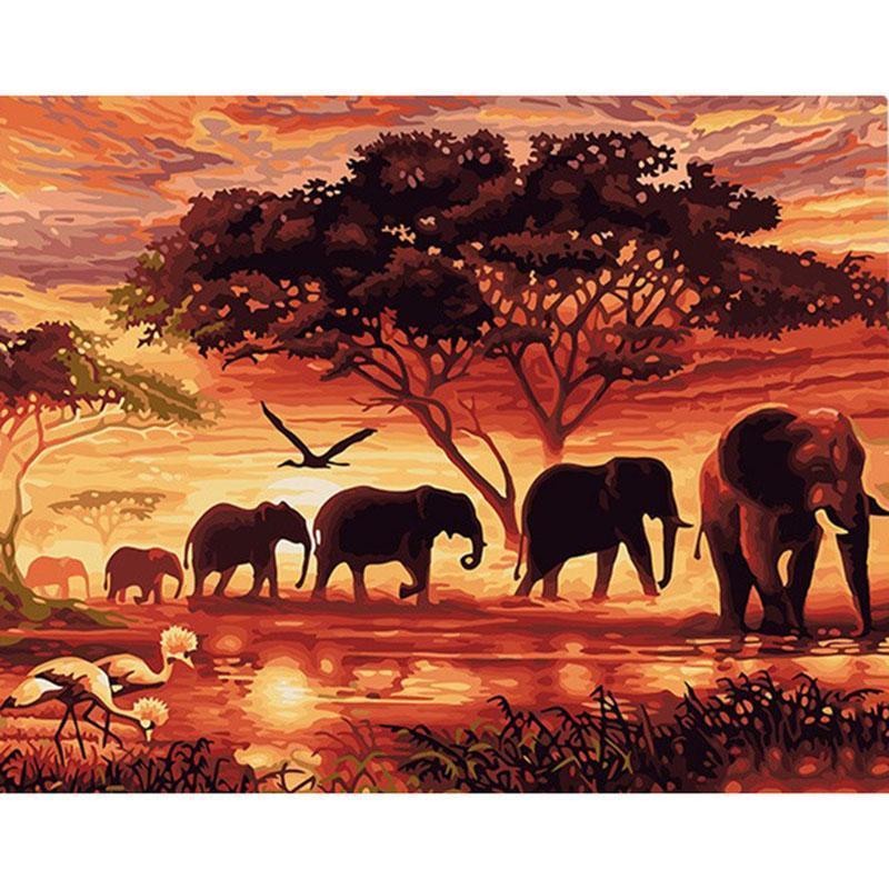 Elephant Savanna Painting By Numbers-Your Soul Place