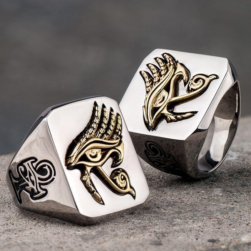 Eye of Horus Stainless Steel Signet Ring-Your Soul Place