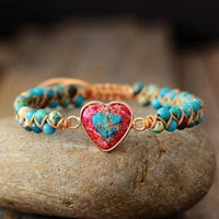 Thumbnail for Loving Heart Charm Jasper Bracelet-Your Soul Place