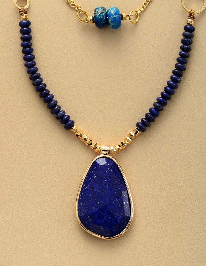 Time To Shine Lapis Pendant 2 Layers Short Chokers Necklace-Your Soul Place
