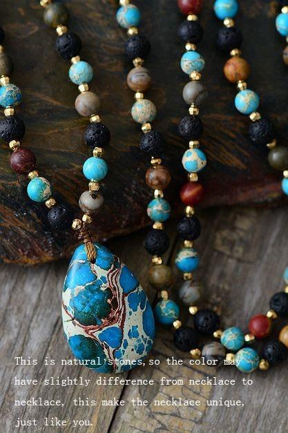 Ocean Whales Labradorite Onyx Amazonite Pendant Necklace-Your Soul Place
