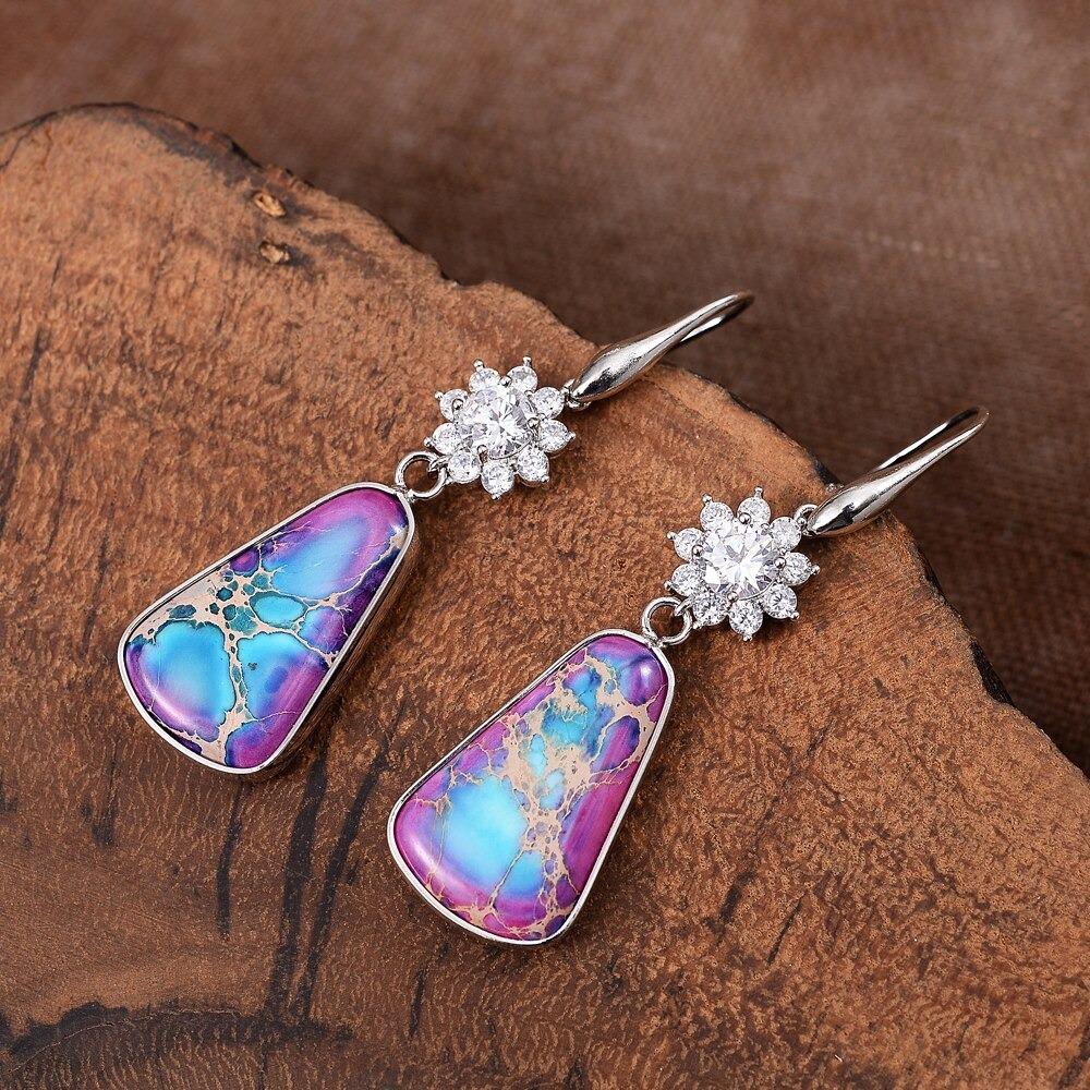 Shine Brightest Purple Jasper Drop Earrings-Your Soul Place