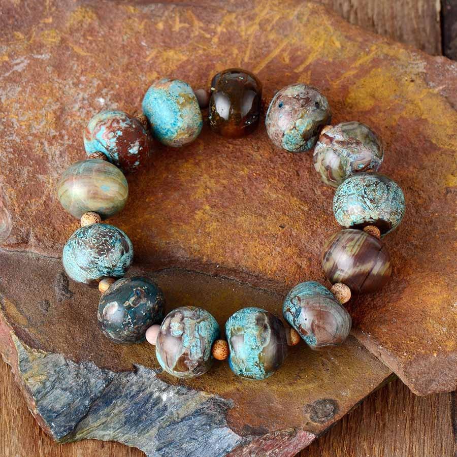 Natural Stone Yoga Blue Ocean Jasper Wrap Bracelet-Your Soul Place