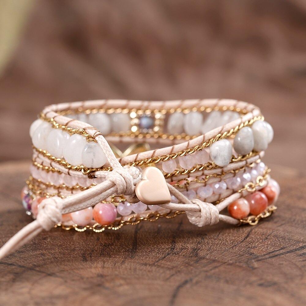 Embracing The New Season Pink Butterfly Opal Wrap Bracelet-Your Soul Place