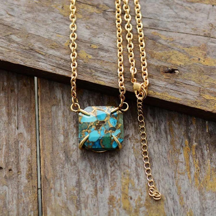 Natural Turquoise Handmade Square Necklace-Your Soul Place