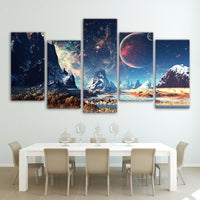 Thumbnail for Galactic Mountain Landscape 5-Panel Painting-Your Soul Place