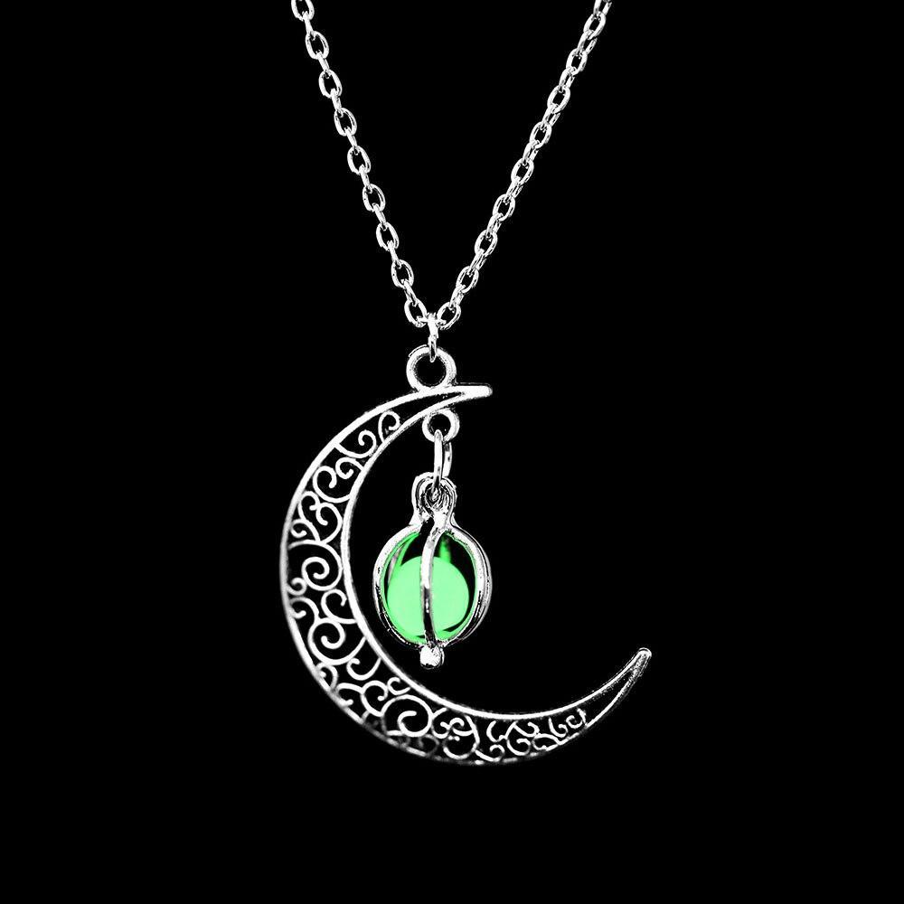 Moon Pendant Necklace Glowing In Night Adjustable Neck Chain - Temu