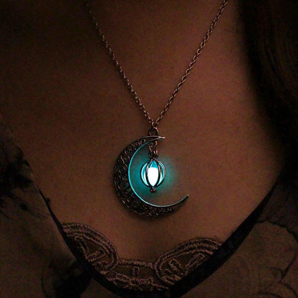 Glow In The Dark Crescent Moon Necklace-Your Soul Place