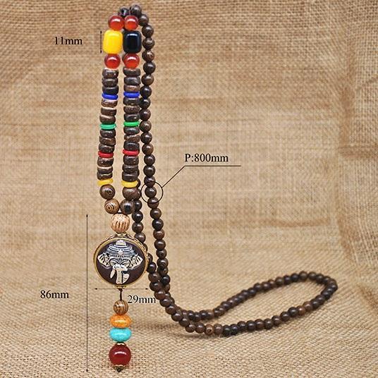 Handmade Nepal Buddhist Wenge Mala Necklace