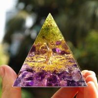 Thumbnail for Peridot & Amethyst Tree of Life Orgone Pyramid-Your Soul Place