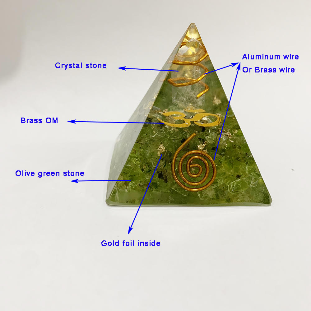 Green Peridot Om Healing Orgone Pyramid-Your Soul Place
