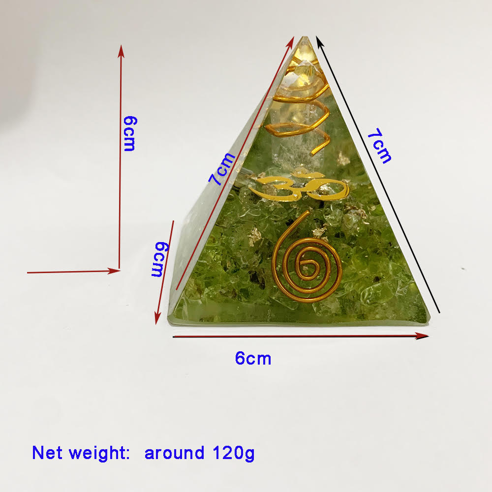Green Peridot Om Healing Orgone Pyramid-Your Soul Place