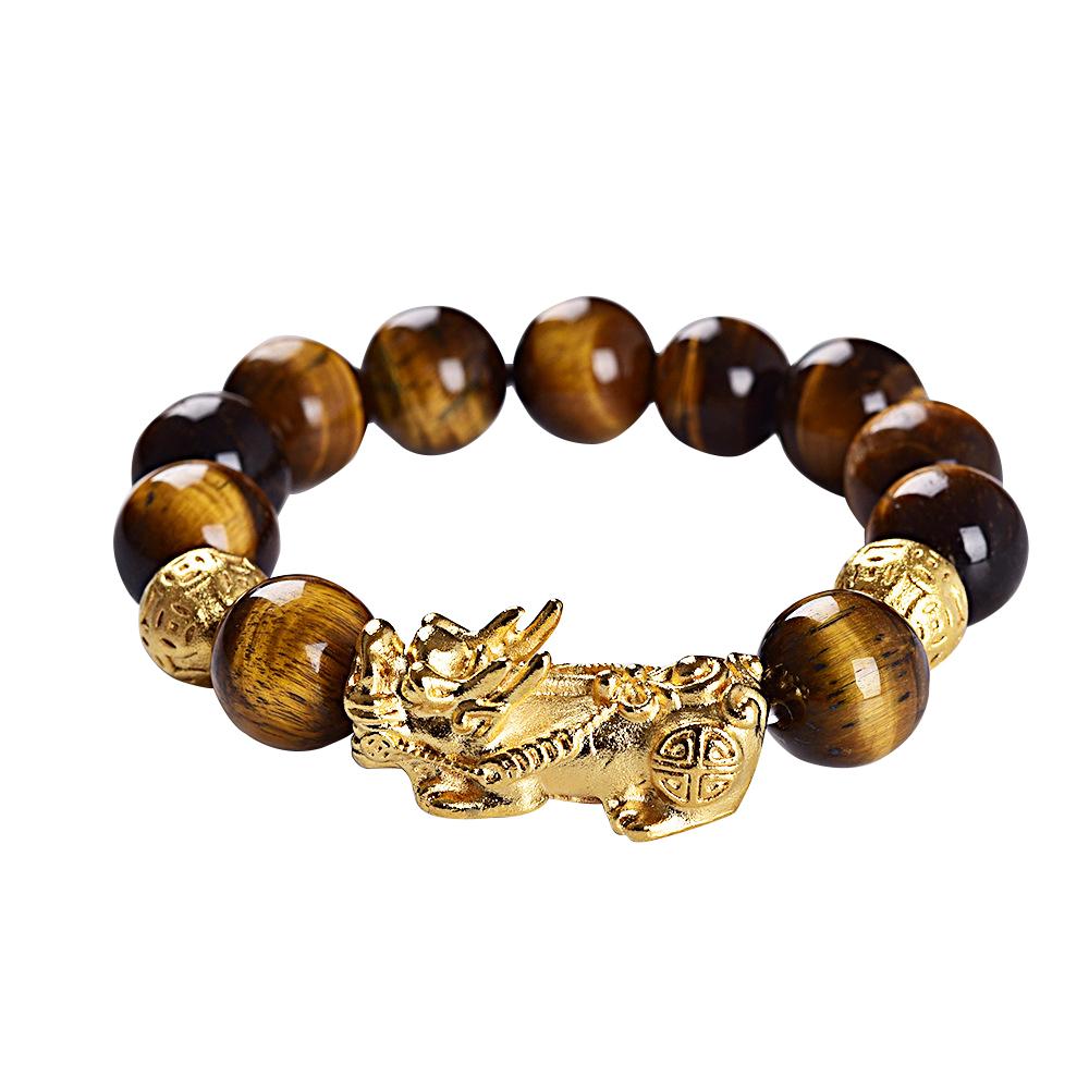 Set of 6 Feng Shui Pixiu Natural Stone Tiger Eye Bead Pi Yao Chinese D -  DANNY'S HOME GOODS