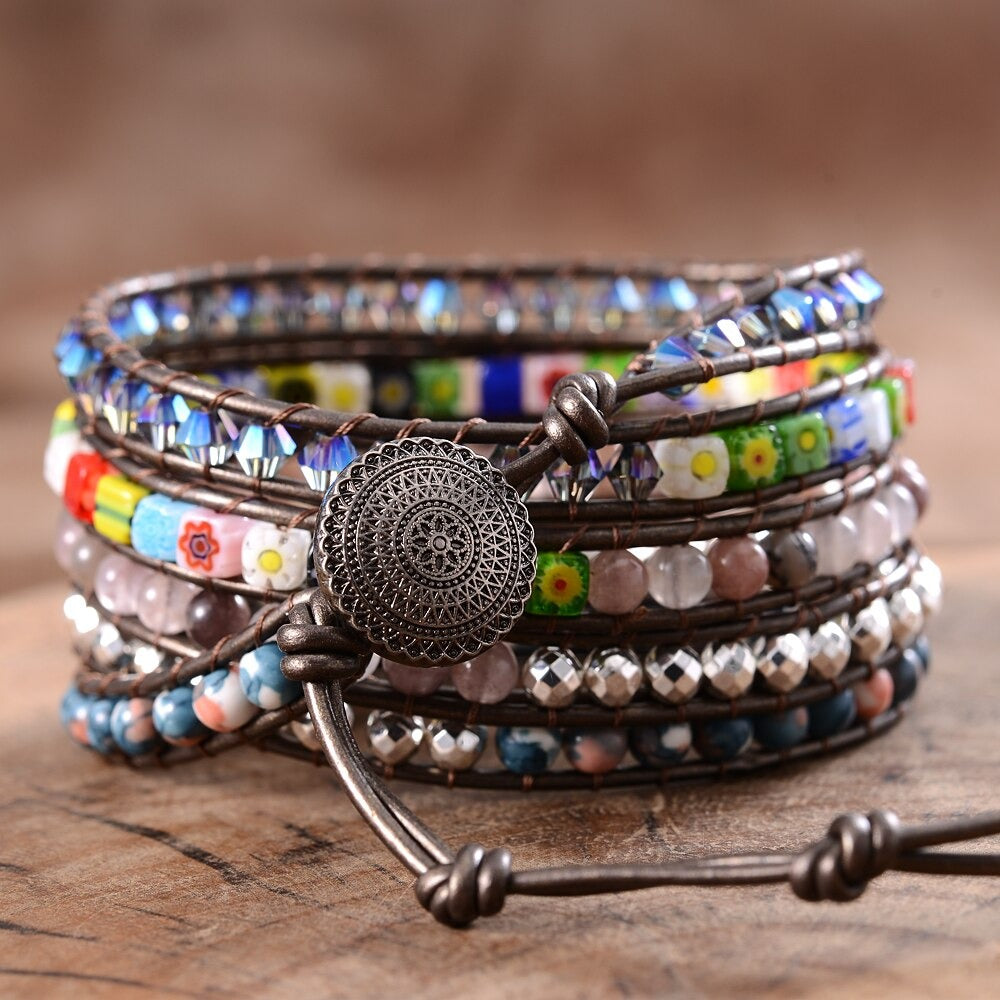 Men's imperial jasper on genuine multi colored leather bracelet – Deep Sea  Gypsy