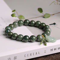 Thumbnail for Natural Green Jade Fortune Pixiu Bracelet