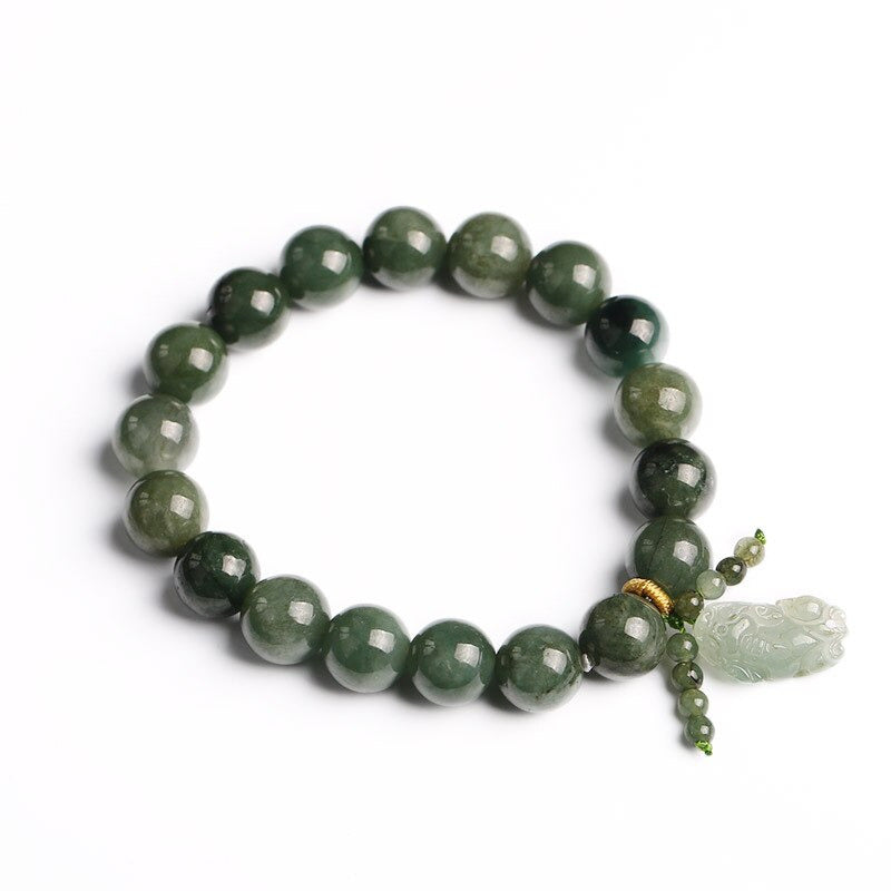 Natural Green Jade Fortune Pixiu Bracelet