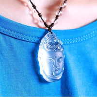 Thumbnail for Natural Clear Crystal Carved Guanyin Pendant Necklace-Your Soul Place