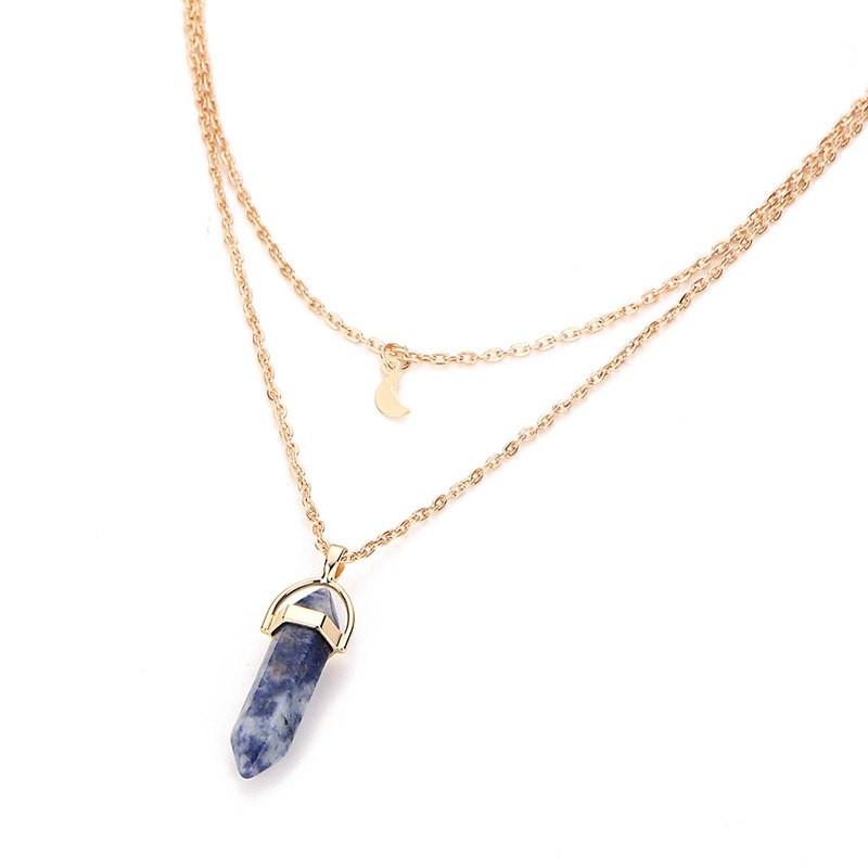 Natural Healing Stone Moon Necklace-Your Soul Place