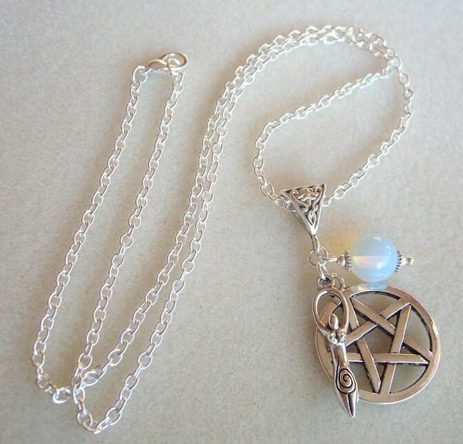 Pentagram, Goddess & Moonstone Necklace-Your Soul Place