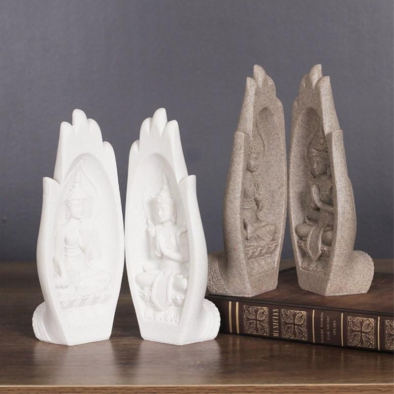Prayers of Buddha 2-Piece Sandstone Statue-Your Soul Place
