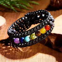 Thumbnail for 7 Chakra Black Lava Stone Wrap Bracelet-Your Soul Place