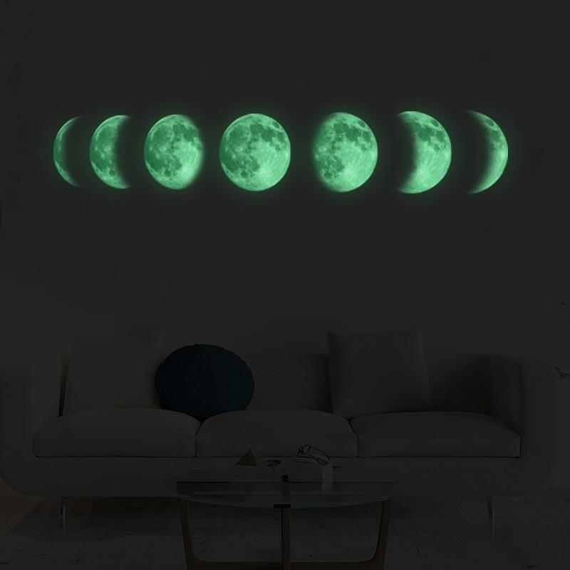 Luminous Moon Phase 3D Wall Sticker Set-Your Soul Place
